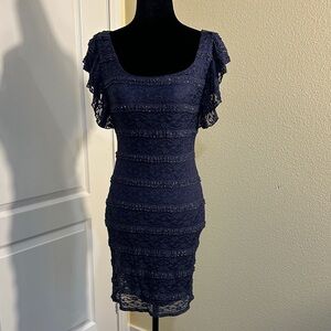 Guess Navy and silver Lace Mini Dress. Size 0